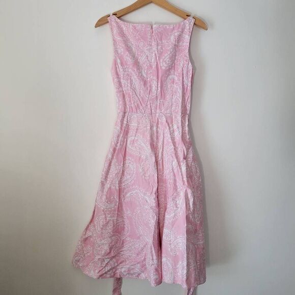 Chaps Pink Paisley Sleeveless Fit & Flare Midi Dress Size 6 - Picture 7 of 8